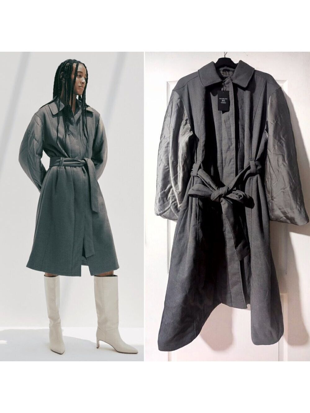 Abercrombie & Fitch | Nicole Benefield Padded Grey Trench Coat